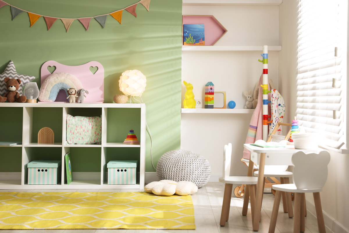 picture of playroom with playroom organization ideas
